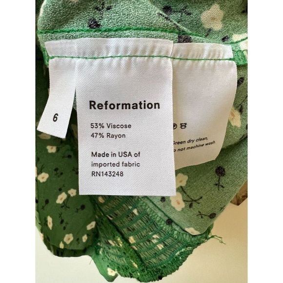 Reformation Sam Pico Green Floral Bodycon Stretch Mini Dress - Picture 9 of 9